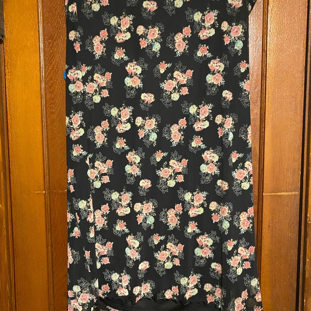 Torrid Black Floral Mesh Skirt